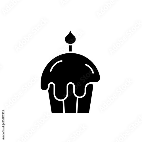 Easter cake black icon, concept vector sign on isolated background. Easter cake illustration, symbol