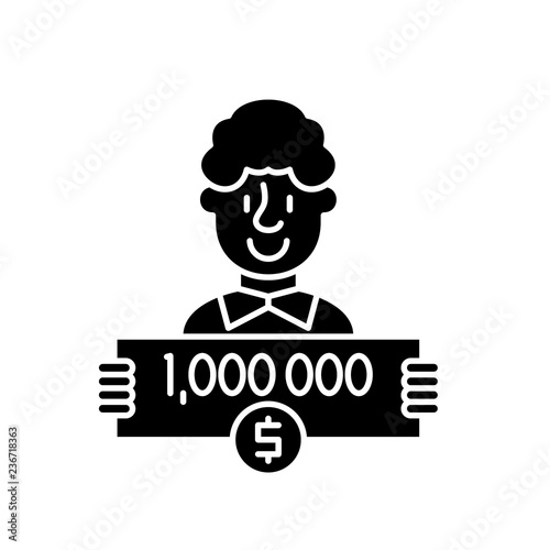 One million dollars black icon, concept vector sign on isolated background. One million dollars illustration, symbol