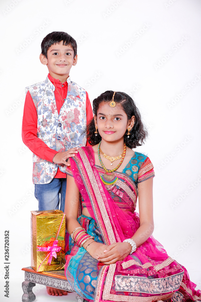 cute Indian brother and sister celebrating raksha bandhan festival , cute Indian brother and sister celebrating raksha bandhan festival ,