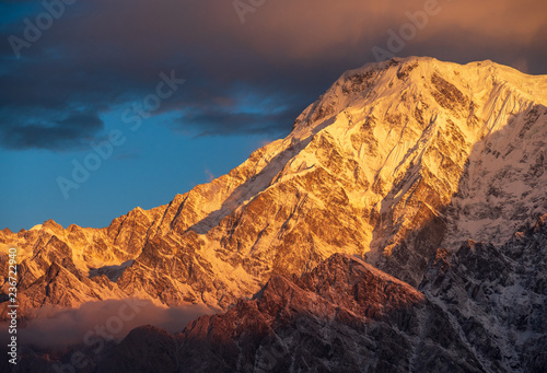 Annapurna South at sunrise. Annapurna mountain range in Nepal © Glebstock