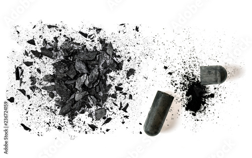 Charcoal powder on white background
