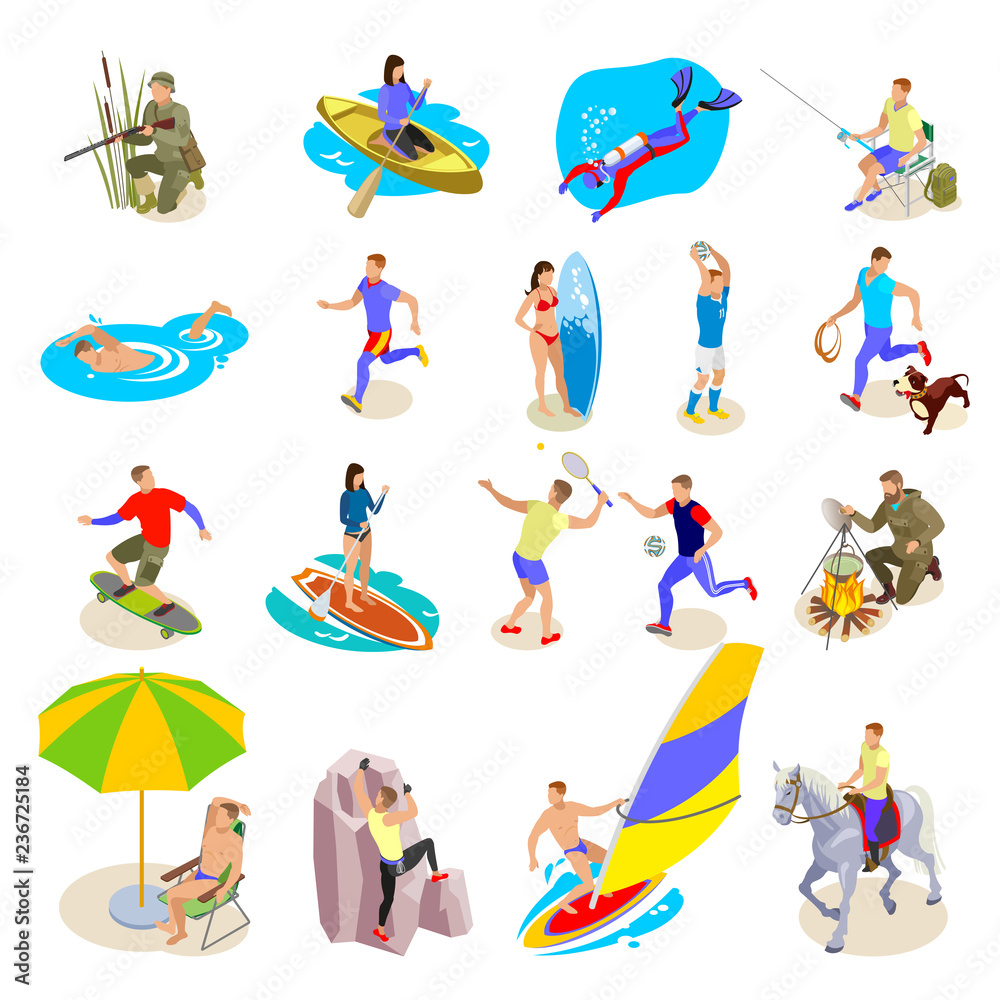 Outdoor Activities Icons Set Stock Vector | Adobe Stock