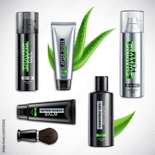 Realistic Shaving Cosmetics Products Set