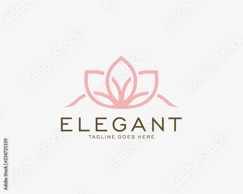 Luxury logo design concept, Flower lotus logo, Beauty or spa logo template