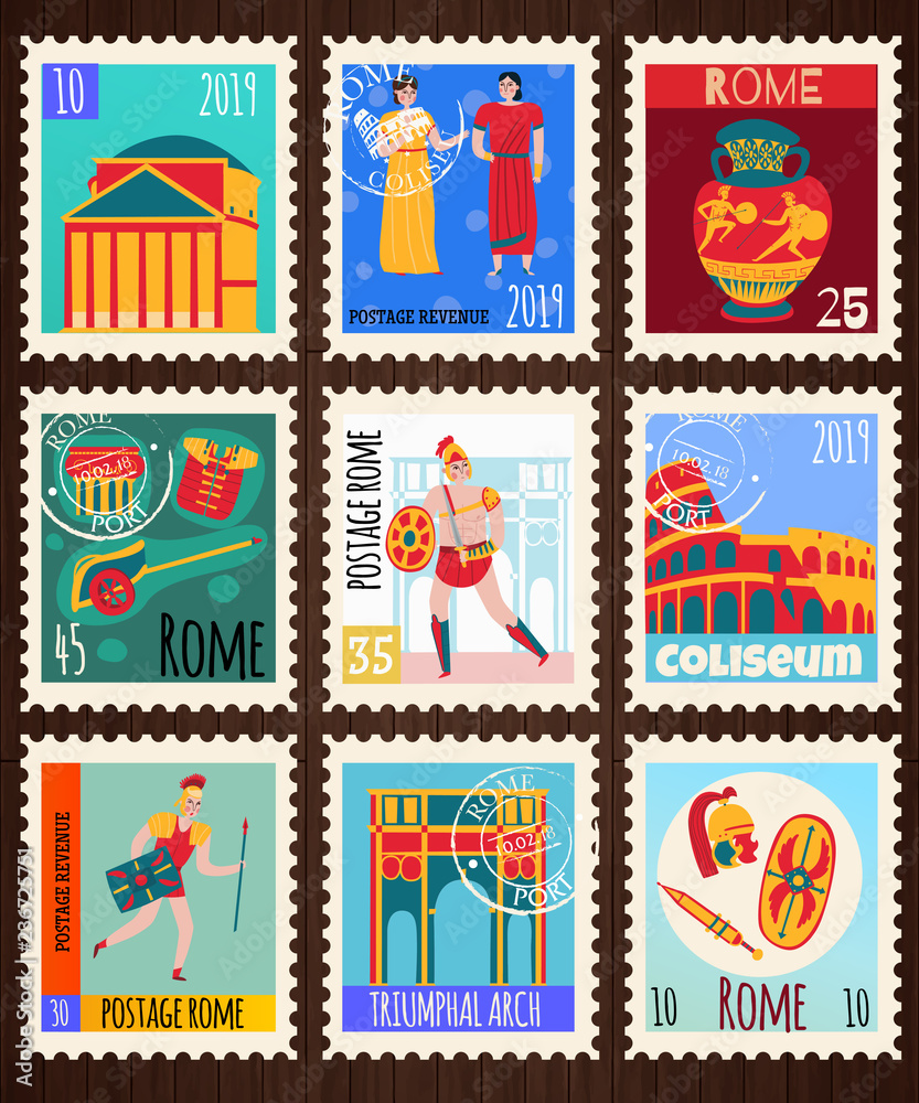 Ancient Rome Postmarks Set Ancient Rome Postmarks Set