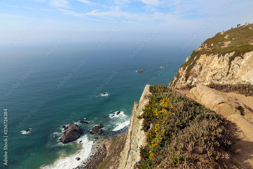 Beautiful view of the Atlantic ocean from cape Roca, Portugal