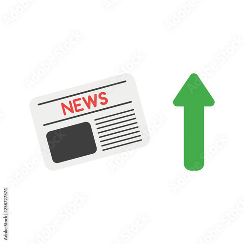 Vector icon concept of newspaper with arrow moving up