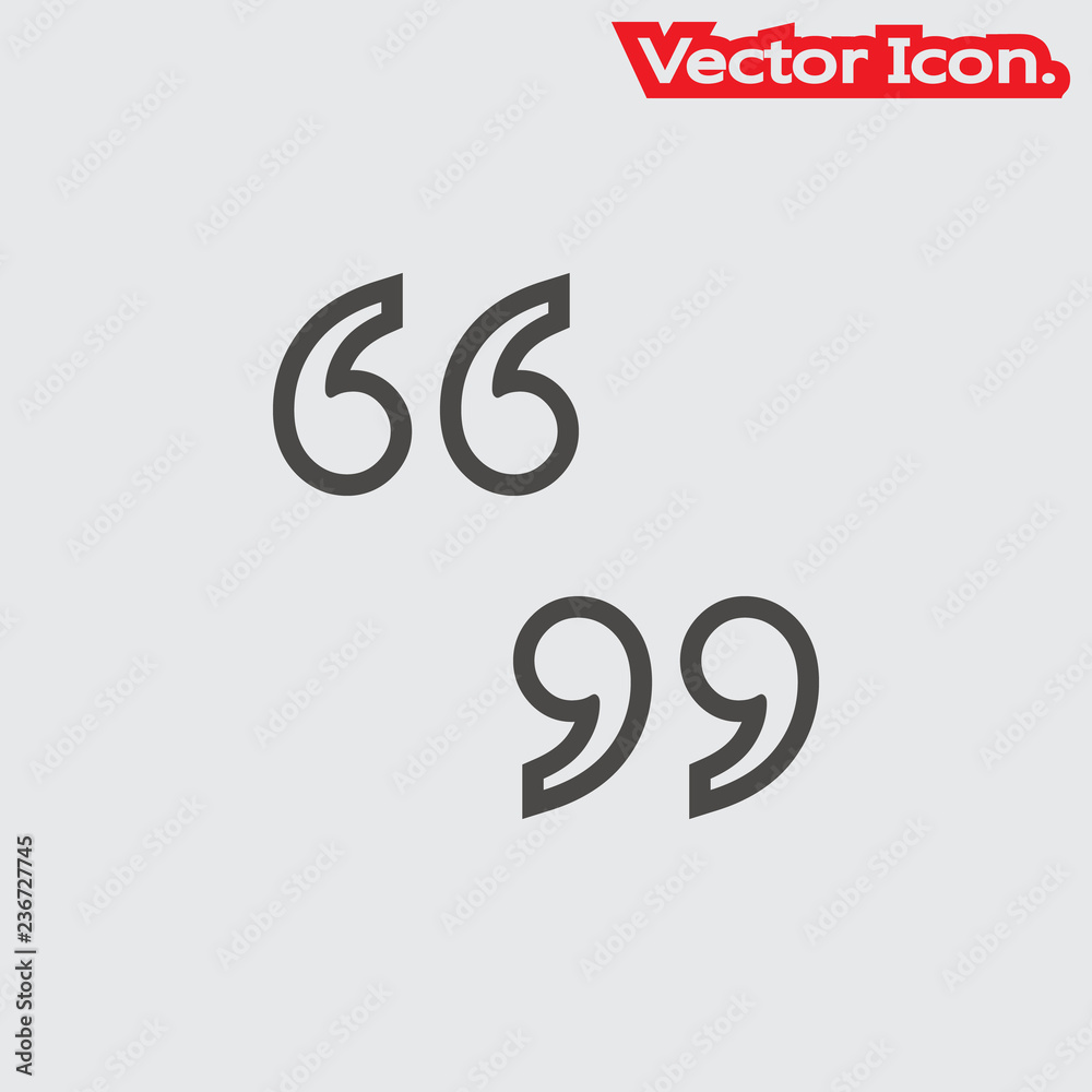 Double quotes icon isolated sign symbol and flat style for app, web and digital design. Vector illustration. Double quotes icon isolated sign symbol and flat style for app, web and digital design. Vector illustration.