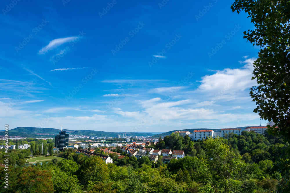 Germany, Stuttgart Killesberg city park and houses of neckar valley