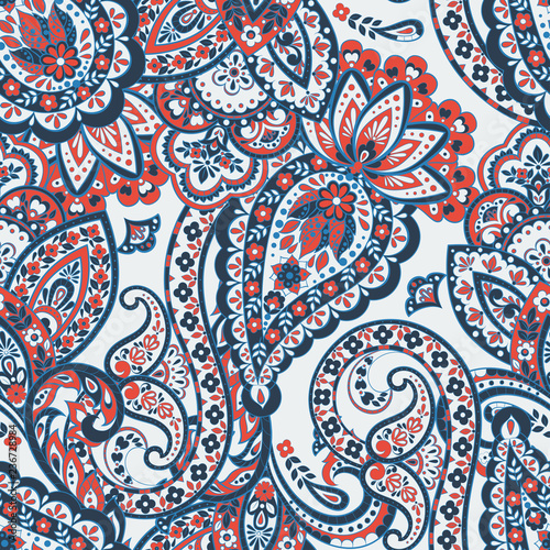 Floral Seamless pattern with paisley ornament.