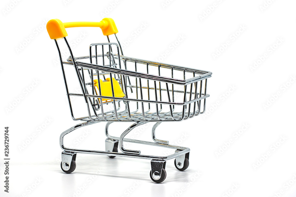 Shopping cart or trolley on white color background for carrying loads