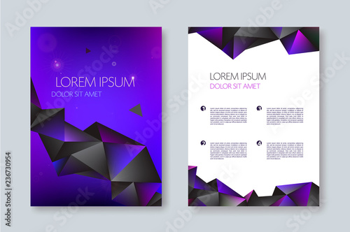 Vector geometric abstract brochure design, facet triangle style. flyer, poster template.