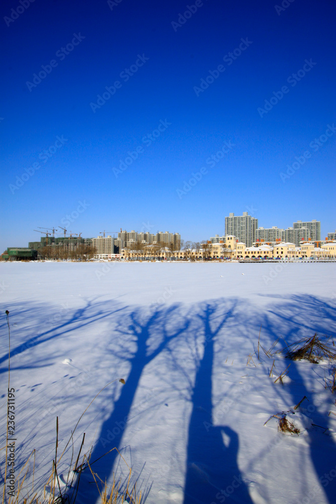 Fototapeta premium Buildings in the snow