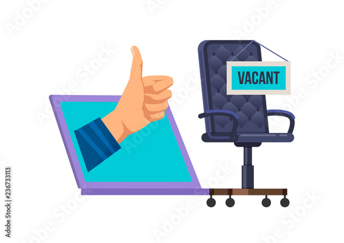 Empty vacant workplace for staff with an office chair.