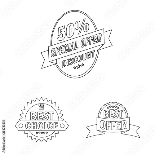 Isolated object of emblem and badge logo. Set of emblem and sticker stock symbol for web.