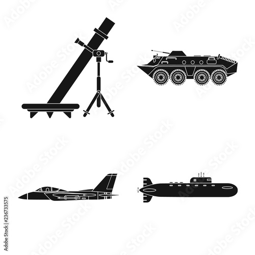 Isolated object of weapon and gun icon. Set of weapon and army stock vector illustration.