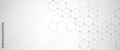 Hexagons pattern. Geometric abstract background with simple hexagonal elements. Medical, technology or science design. © Kingline