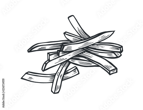 black and white cartoon french fries