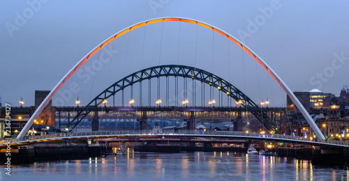 Gateshead Millennium Bridge and the Tyne Bridge