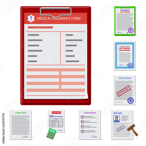Vector design of form and document symbol. Collection of form and mark vector icon for stock.