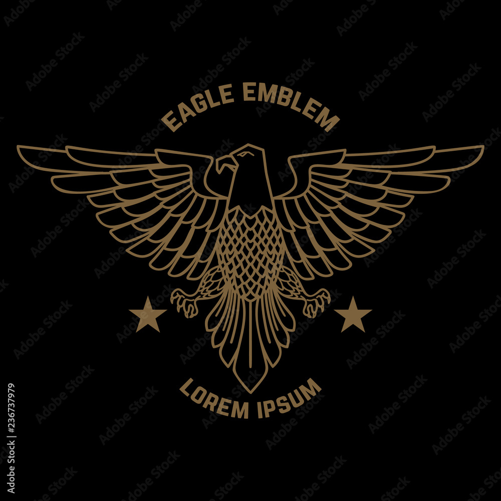 Obraz premium Emblem template with eagle in golden style. Design elements for logo, label, sign, menu.