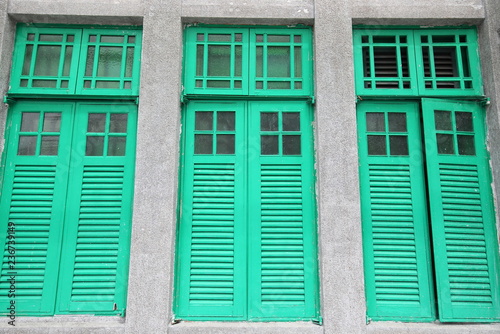 Green window shutters background