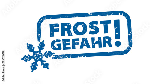 Stempel - Frostgefahr - Schneeflocke blau