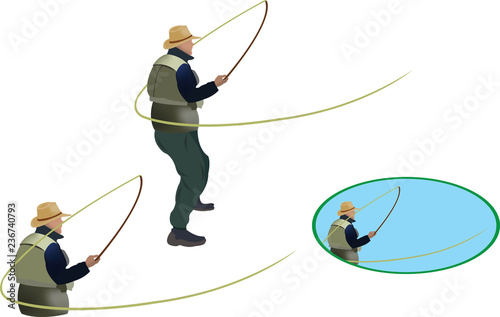 figure di pescatori in varie posizioni di pesca