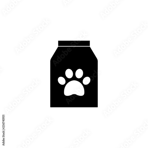 Pet cat food bag sign simple icon on background