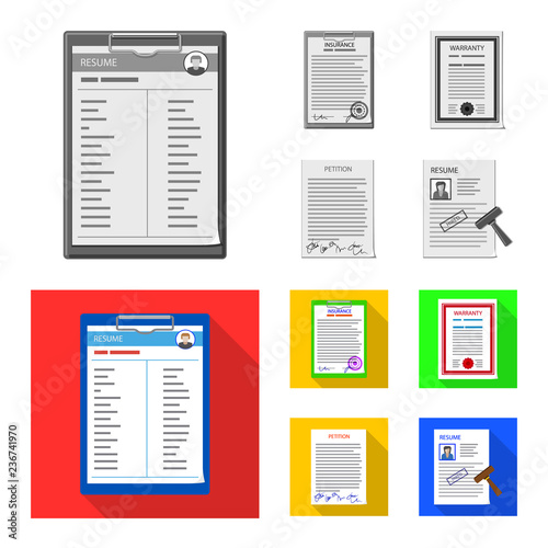 Vector design of form and document icon. Set of form and mark vector icon for stock.