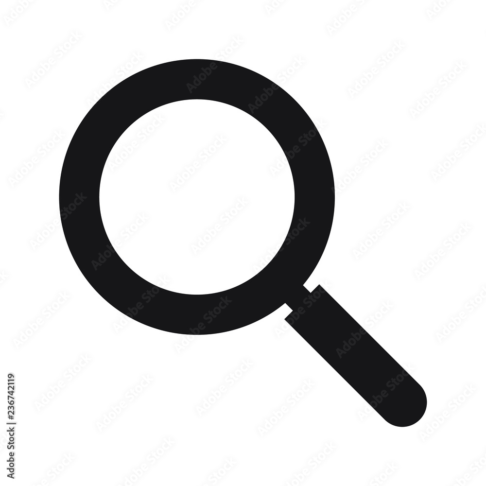 Search icon. Magnifying glass icon, vector magnifier or loupe sign.