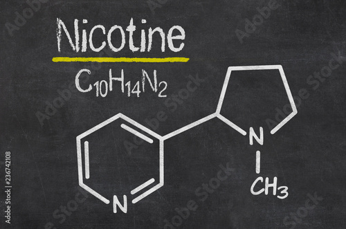 Blackboard with the chemical formula of Nicotine photo