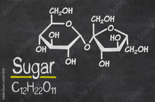 Bilde på lerret Blackboard with the chemical formula of Sugar