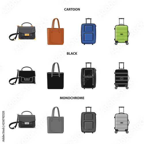 Vector design of suitcase and baggage logo. Collection of suitcase and journey stock vector illustration.