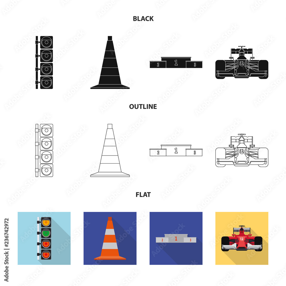 Vector illustration of car and rally icon. Collection of car and race stock symbol for web.