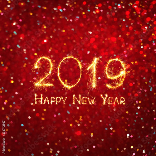 Beautiful Square Greeting card Happy New Year 2019.