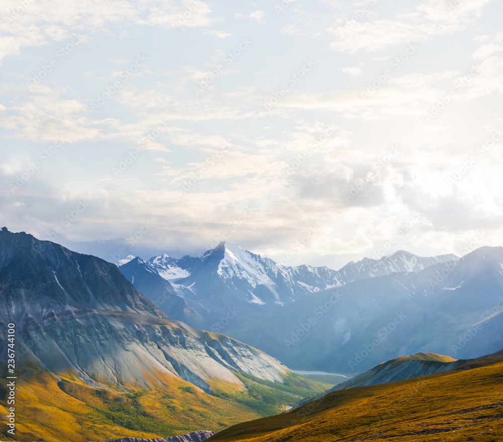 beautiful varicoloured mountain valley landscape