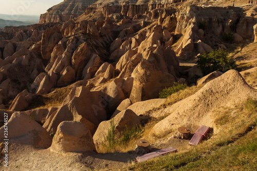 Beautiful landscape of Cappadocia with amazing formations and valleys