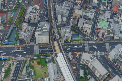 Photography Aerial view of Tokyo cityscape from high above