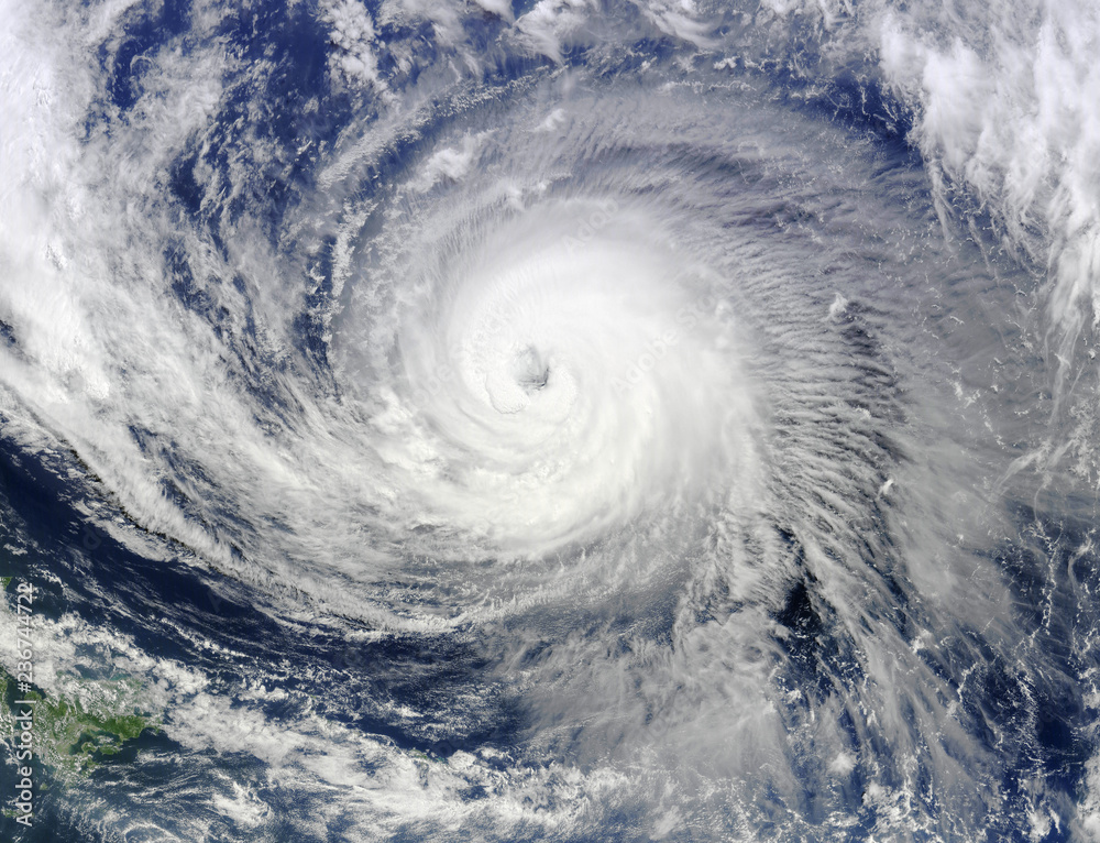 Naklejka Satellite view of super typhoon. Elements of this image furnished by NASA.