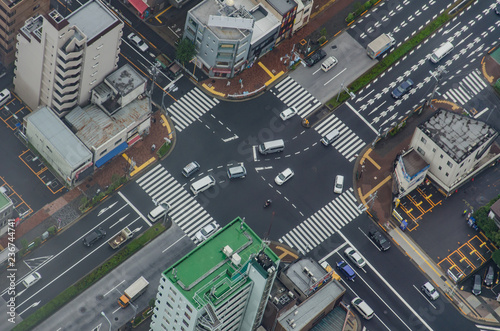 Canvas Print Aerial view of Tokyo cityscape from high above