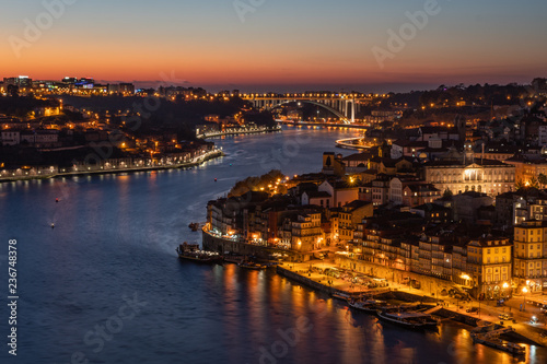 porto city of portugal view from dom luis bridge at night cityscape nightscape