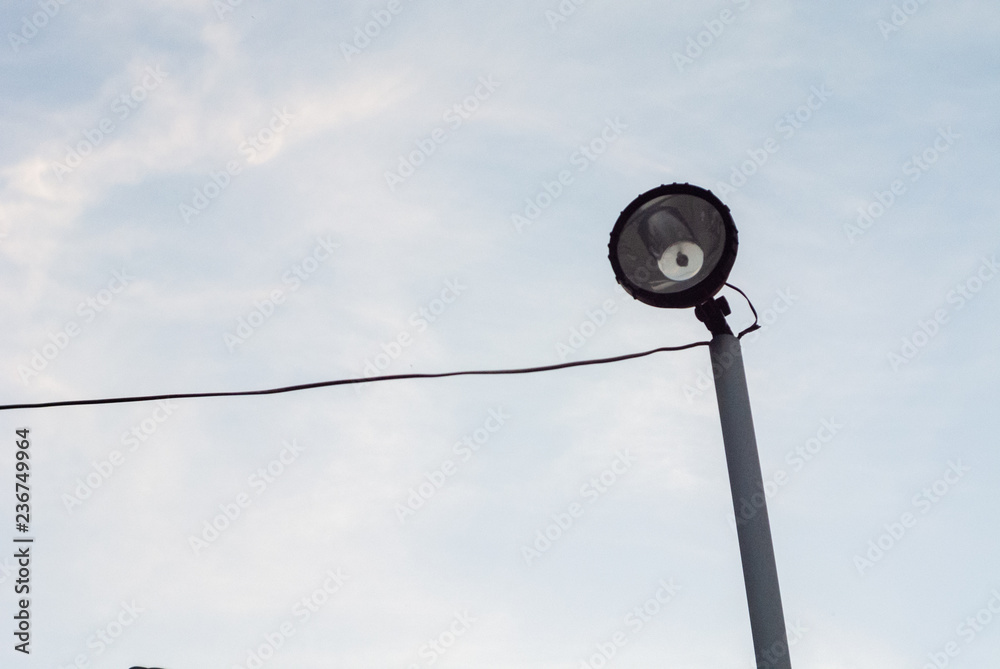 street lamp on blue sky