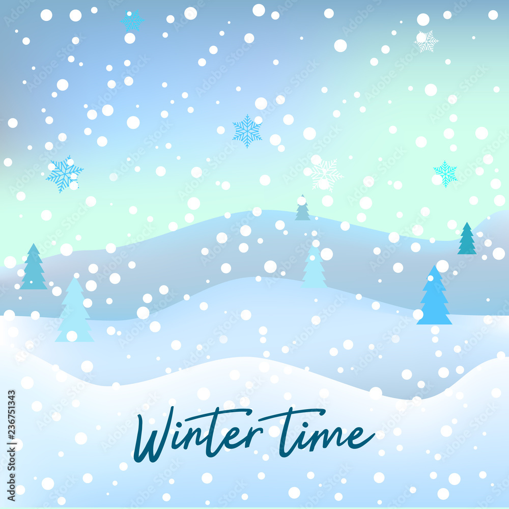 Christmas greeting card with winter landscape Christmas greeting card with winter landscape
