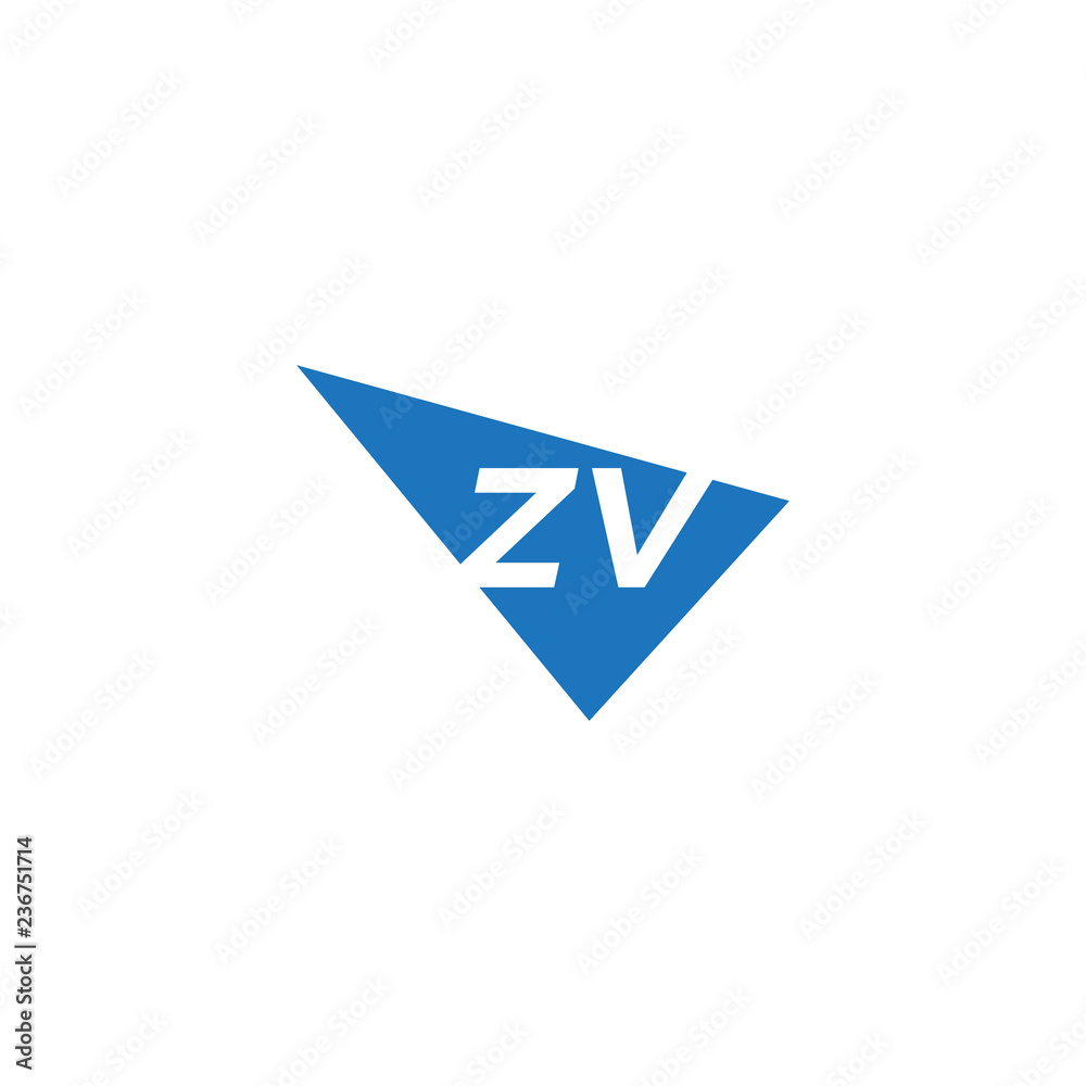 initial two letter zv negative space triangle logo initial two letter zv negative space triangle logo