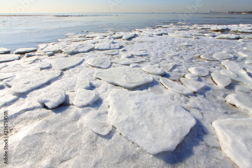 ice and snow natural landscape by the sea