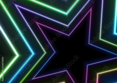 Colorful neon glowing stars abstract background