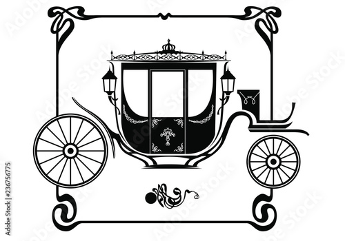 Brougham, Victorian era carriage. Vector image
