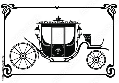 Brougham, Victorian era carriage. Vector image