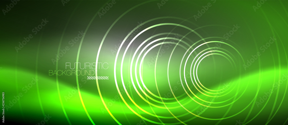 Neon circles abstract background, shiny lines Neon circles abstract background, shiny lines